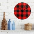 thumbnail image 3 of GZHJMY Round Digital Clock Red Buffalo Plaid Creative Decorative Quiet Not Ticking Clock,Bedroom Living Room Bathroom Kitchen Office Wall Ornament (Black 10x10In), 3 of 7