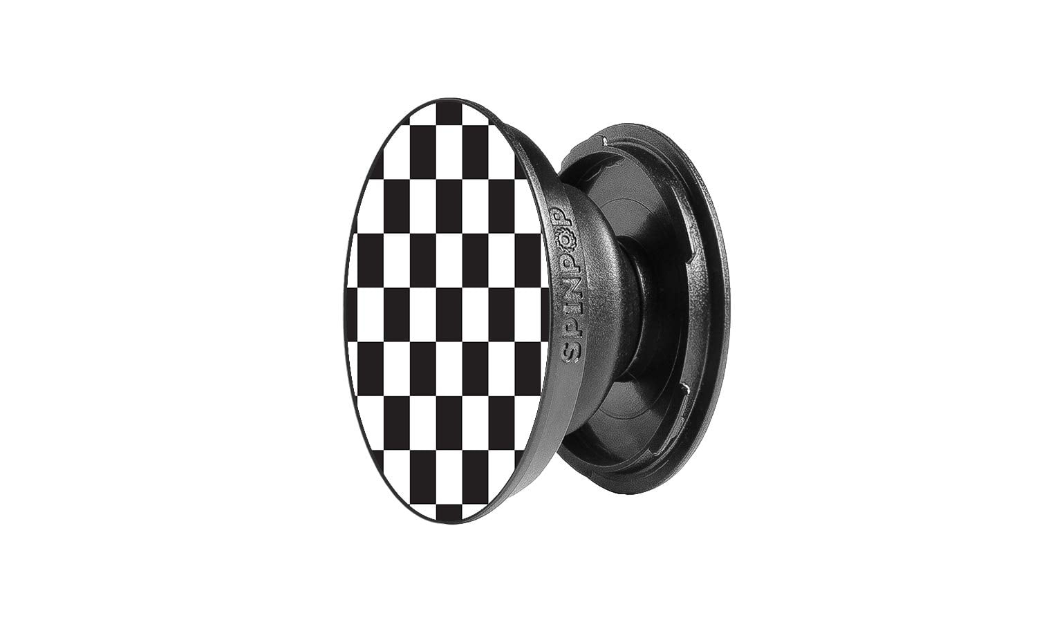 SpinPop Grip and Kickstand for Phones and Tablets - Black & White Checker