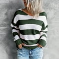thumbnail image 2 of Duoif Sweaters for Women Trendy Women's Crew Neck Long Sleeve Color Block Knit Sweater Casual Pullover Jumper Tops (Without Positioning Printing) Women's Sweaters Womens Tops Green XXL, 2 of 6