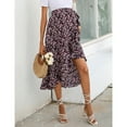 thumbnail image 3 of Women's Maternity Midi Skirt Pleated High Waist Boho Casual Ruffle Flowy Wrap Split Long Skirt, 3 of 5