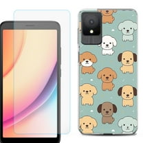 For TCL K11 Phone Case Cover, Shockproof Case with Tempered Glass Screen Protector, by OneToughShield - Puppies