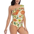thumbnail image 3 of Sikiie Rose Daisy Print Women One Piece Swimsuits Tummy Control One Shoulder Bathing Suits Ruffle Swimwear, From S to XXL-Medium, 3 of 6
