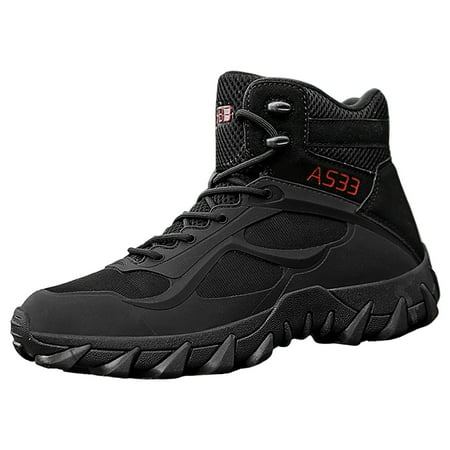 

Vuygyu Foreign Trade Large Size Breathable Outdoor Hiking Wear Training High Top Ankle Boots Short Boots Fringe Women Puncture Proof Shoes Men Dark Boots Men Front Lace Boots Adjustable Strap Rubber