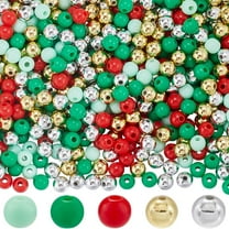 1500Pcs 5 Colors 6mm Christmas Beads Red Acrylic Beads Plastic Green White Gold Large Loose Bead Round