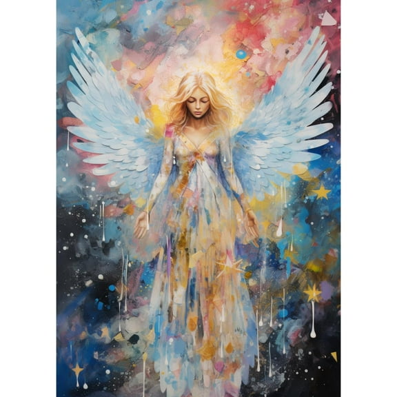 Angel with Wing Beauty 5D Diamond Art DIY Paint with Full Drill Round Diamond Gems Painting by Number Kits for Adults Art Craft Home Wall Decor 15.8x19.8in