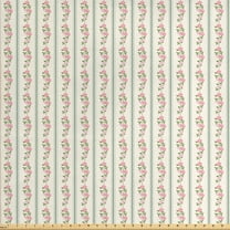 Floral Upholstery Fabric by the Yard, Country Flower Roses Buds Swirls with White Borders Leaves Art Print, Decorative Fabric for DIY and Home Accents, Pale Pink Blue and Green by Ambesonne