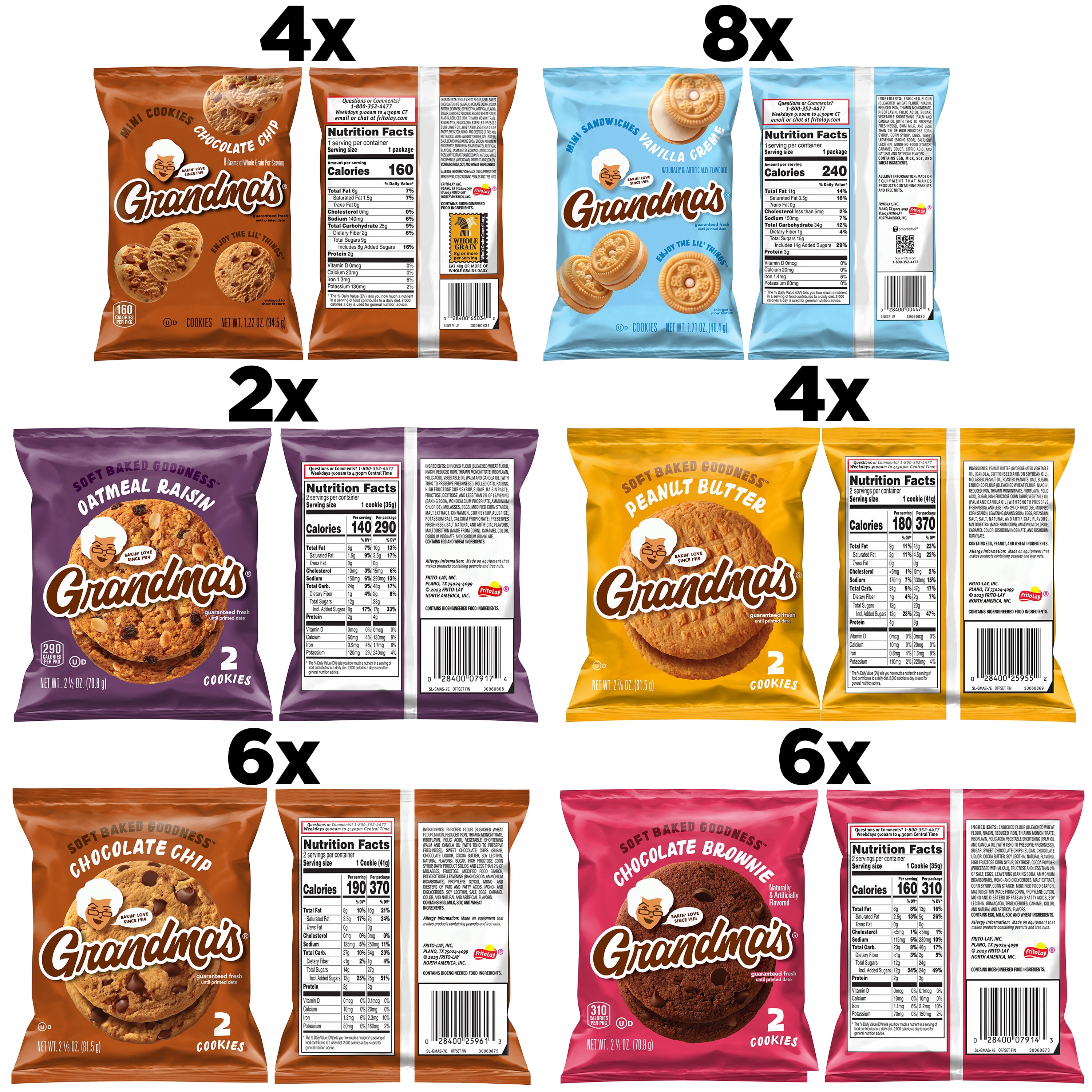 Grandma’s Cookies Variety Pack Flavored Cookies Snacks (30 Pack) (Packaging May Vary)​