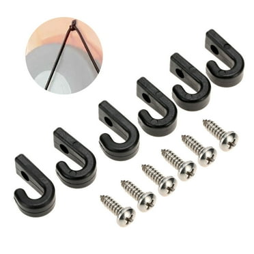 FlyFlise 6pcs Nylon J-hooks for Kayaks Canoes or Boats with Screws Lashing Hooks for Kayak Bungee Cord