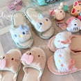 thumbnail image 4 of Sanrio Cute Cartoon Linen Hemp Hello Kitty Plush Slippers Shoes Breathable for All Seasons, Non Slip Comfortable for Home Use, 4 of 6