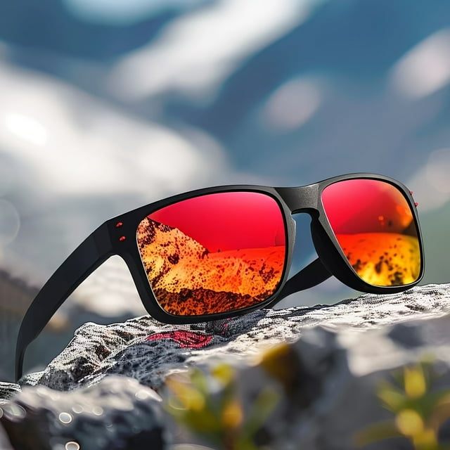 Lunettes de Sport Polarisées pour Hommes et Femmes, Monture Carrée à Monture Complète Décontractée, Lentille TAC, Matériau PC, pour Conduite, Course, Pêche, Randonnée et Activités de Loisirs Quotidiens