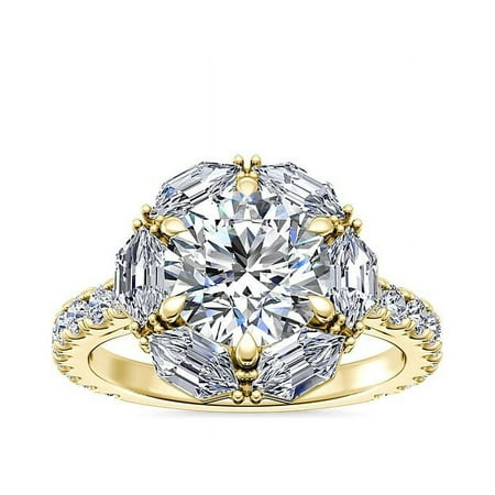 Diamond-Capitals 3.00 Ct (E/VVS2) IGI Certified Elegant Round Lab Grown Diamond Solitaire Ring for Engagement Solid 14K Yellow Gold Size 10