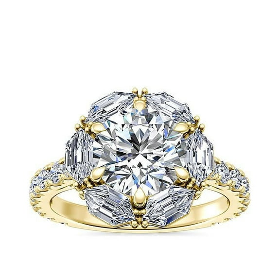 Diamond-Capitals 3.00 Ct (E/VVS2) IGI Certified Elegant Round Lab Grown Diamond Solitaire Ring for Engagement Solid 14K Yellow Gold Size 10