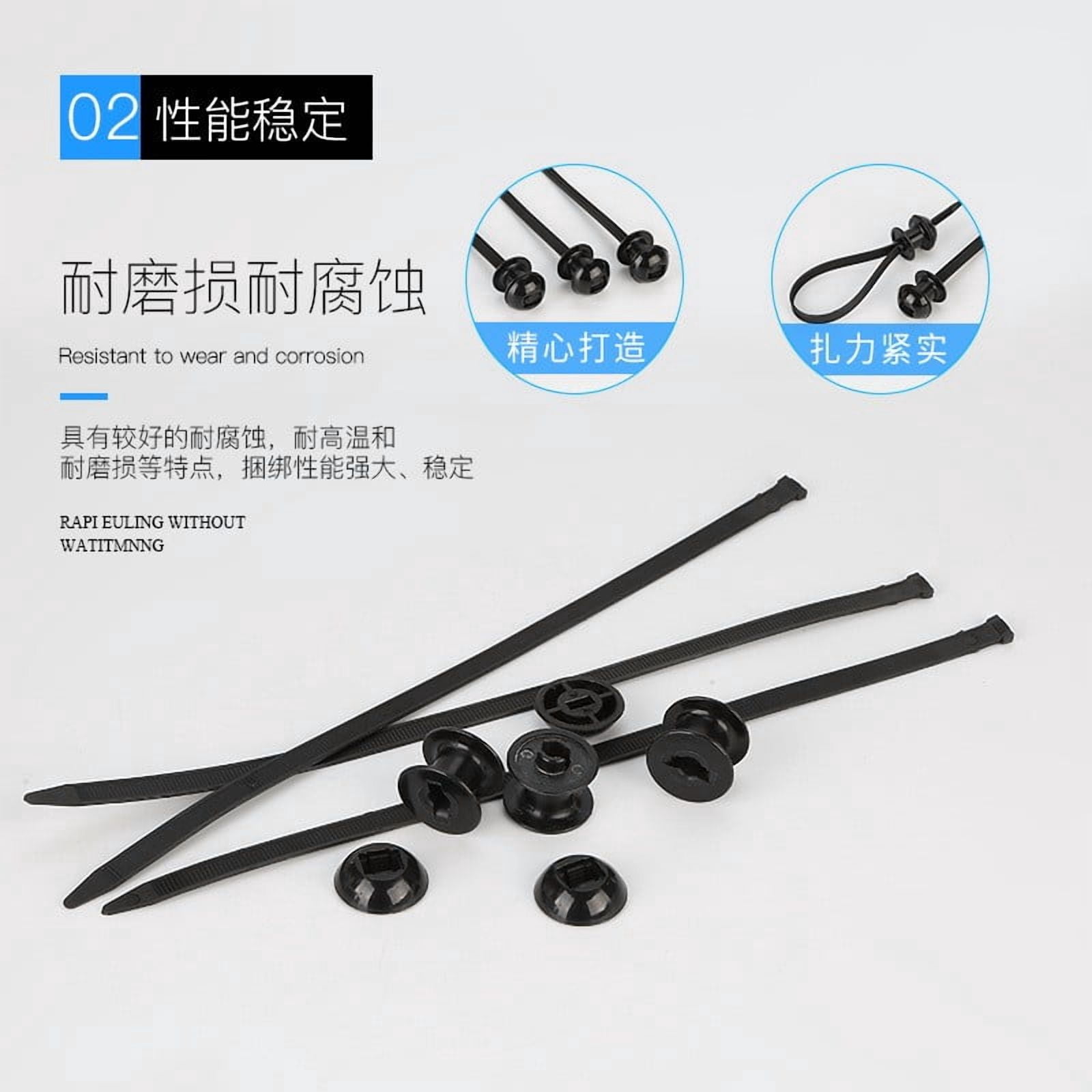 HengDidi 100Pcs Heavy Duty Nylon Cable Ties with Buckles - Tool-Free Automotive Zip Ties for Car Home Garage Organization, Weather-Resistant Durable Design