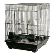 YML 6924-4814BLK 0.37 in. Bar Spacing Tall Flat Top Bird Cage with Stand, Black - 18 x 18 in. - Small