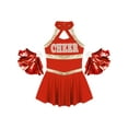 thumbnail image 5 of iiniim Kids Girls Cheerleading Performance Uniform Dance Party Dress with Pom Poms Red 8, 5 of 7