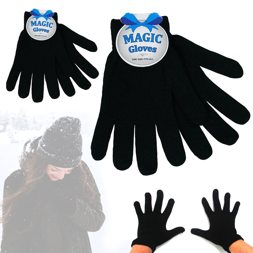 New Lady Women Girl Winter Knit Magic Glove Warm Snow Workout One Size Fit Black 