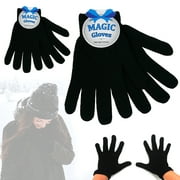 2 Pairs Winter Magic Gloves Classic Knit Warm Gloves Man Woman Teens Soft Black