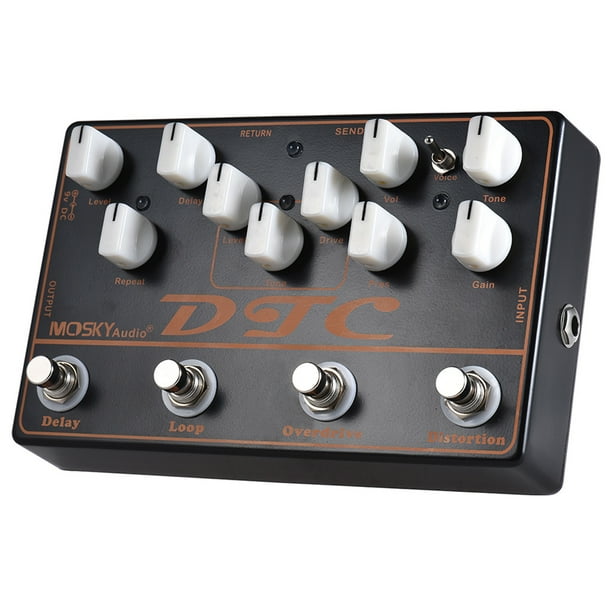 Pedal de efecto MOSKY DTC 4-en-1 Guitarra Eléctrica Pedal de Efectos Distortion + Overdrive + Loop + Delay Mosky Audio Pedal de efecto