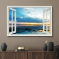 thumbnail image 2 of wall26 Canvas Print Wall Art Window View Sunset Cloudy Sky Ocean Beach Horizon Wilderness Nature Photography Realism Scenic Landscape Colorful Multicolor for Living Room, Bedroom, Office - 32"x4, 2 of 5