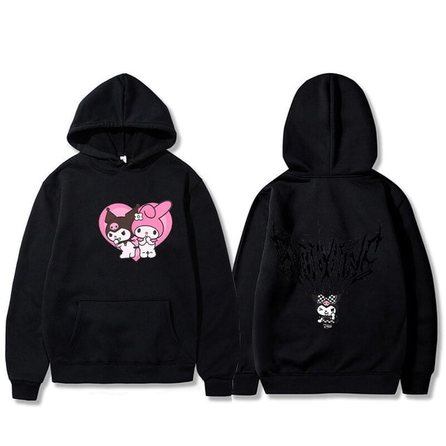 Sudadera con capucha de Anime de dibujos animados Kawaii Sanrio Hello Kitty, abrigo grueso de lana, suéter térmico suelto de talla grande, moda para mujer