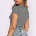 thumbnail image 6 of Ichuanyi Womens Shirts Clearance, Women Crop Cute Trendy Basic Tight Rounk Neck Crop Blouse Short Sleeve Crop TopS, 6 of 8