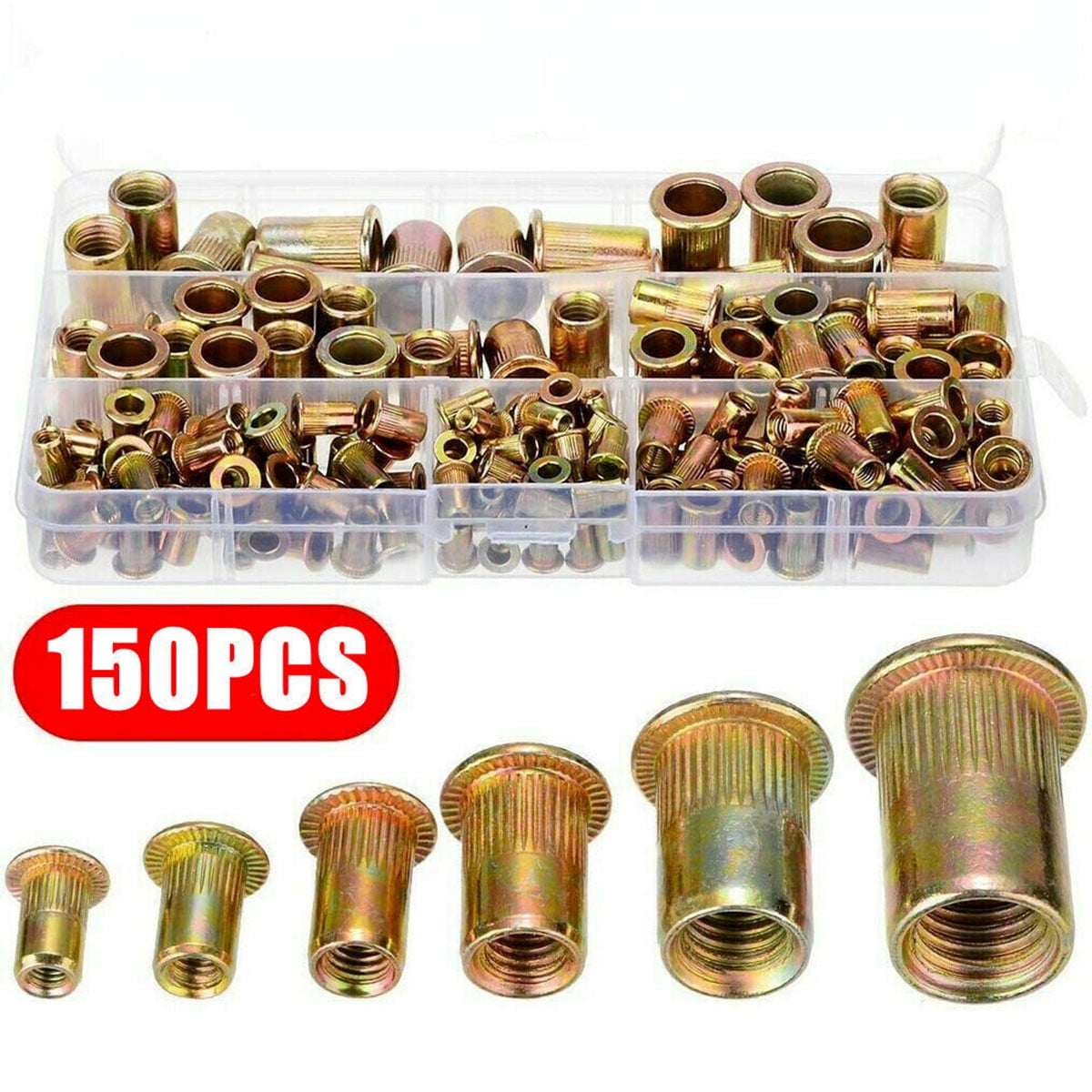 150Pcs Rivet Nut Kit 1/420 1032 1024 832 632 SAE Rivnut Nutsert