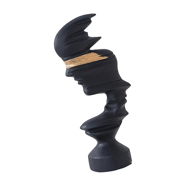 Lipstore Human Face Ornament Statue Craft Tabletop for Mantel Guest Room Decorating black gold