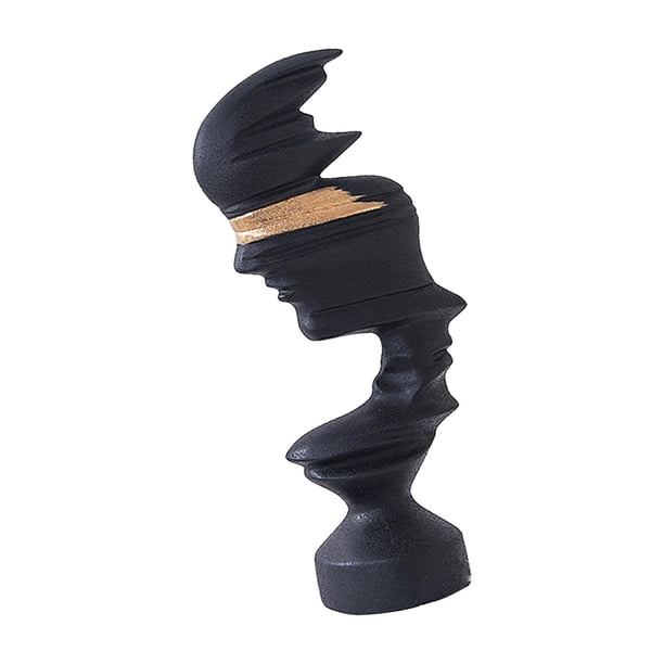 Estatua de pensador silencioso, adorno de rostro humano, estatua artesanal, regalo, figura sencilla para oro negro