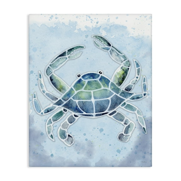 Stupell Industries Stained Glass Crab Nautical & Beach Painting Wrapped Canvas Art Print Wall Art, 16 x 20