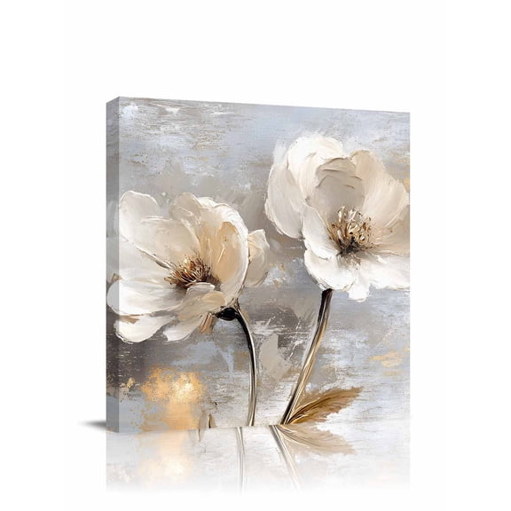 Magnolia Flower Canvas Wall Art, Flowers Oil Painting Abstract Retro Framed Wall Decor Modern Artwork Prints Painting for Living Room, Bedroom, Kitchen & Cafe Decor 20x20 Inch