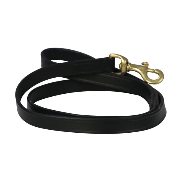 Benji & Flo - Correa para Perros de Cuero Deluxe Acolchado (Negro, Latón)