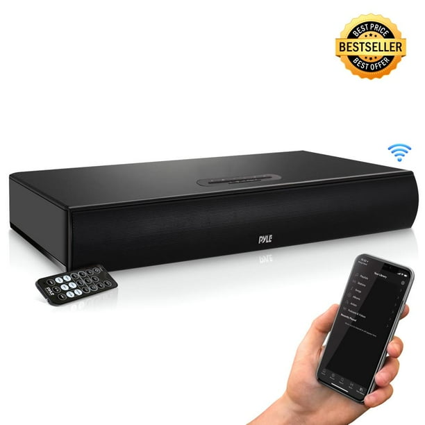 PYLE PSBV600BT Wave Base Bluetooth Tabletop Soundbar Digital Speaker System with Remote