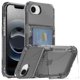 thumbnail image 1 of For iPhone 16e Clear Case PC + TPU Phone Cover Card Holder Kickstand - Transparent, 1 of 5