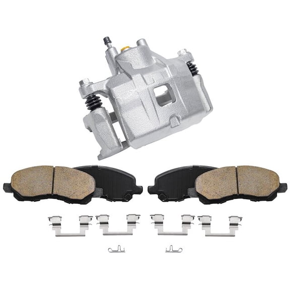 Front Brake Pad and Caliper Kit - Compatible with 2007 - 2017 Jeep Patriot 2008 2009 2010 2011 2012 2013 2014 2015 2016