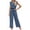 *Blue, variant on Women's Lace Ruffle Sleeveless 2 Piece Pants Sets , Ladies' Drawstring Waist Textured Matching Outfits , Casual Summer Vacation Lounge Sets For Women,White,S-2XL