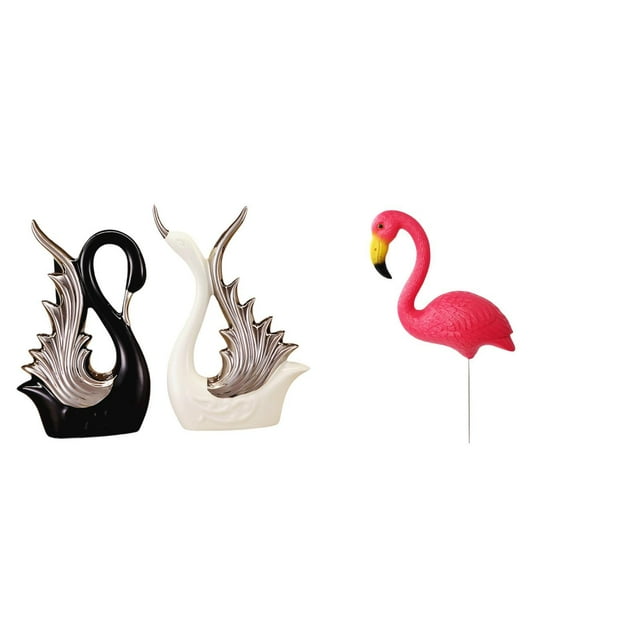 Elegante Figura De Cisne De Cerámica, Escultura Para Escritorio Y Jardín, Adorno Para Aniversario, Estante, Chimenea Y Decoración De Primavera Para El Patio.