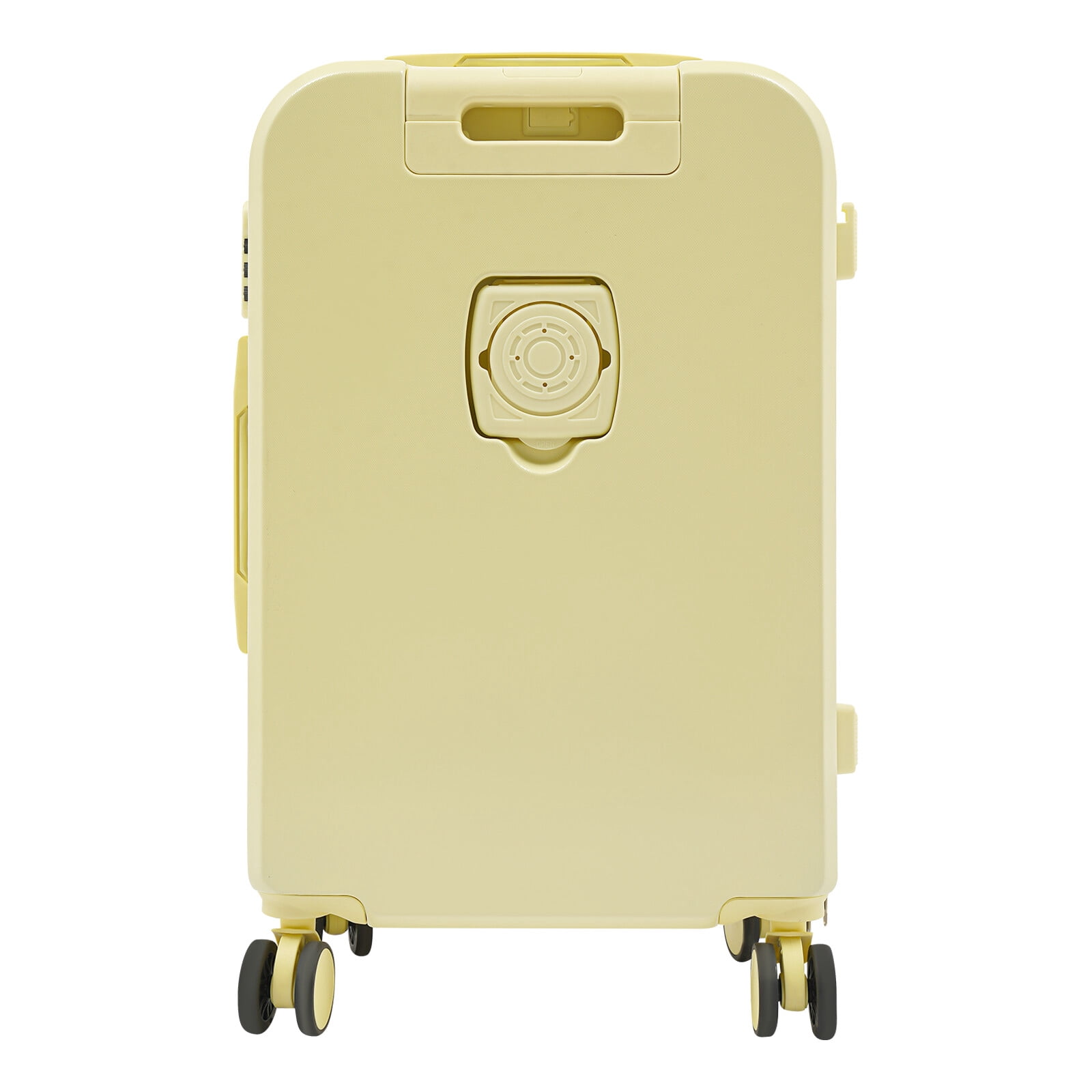 Light Yellow 24 inch Carry On Luggage, Checked Luggage with Cup Holder & Spinner Wheels Carry On Suitcase Airline Approved with USB Interface Lightweight Travel Luggage Suitcase