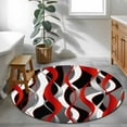 thumbnail image 4 of Red Gray Stripes Round Area&nbsp;Rug 3.3ft Abstract Art Modern Non-Slip&nbsp;Washable Circle Rugs Soft Felt Indoor Floor Mat for Bedroom Kitchen Living Room Bathroom, 4 of 9