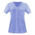 thumbnail image 4 of Dezsed Womens Elegant Lace Short Sleeve Tops Dressy Casual Blouses Pleated Work Dressy Shirts Holiday Outfits Light Blue 5XL, 4 of 5