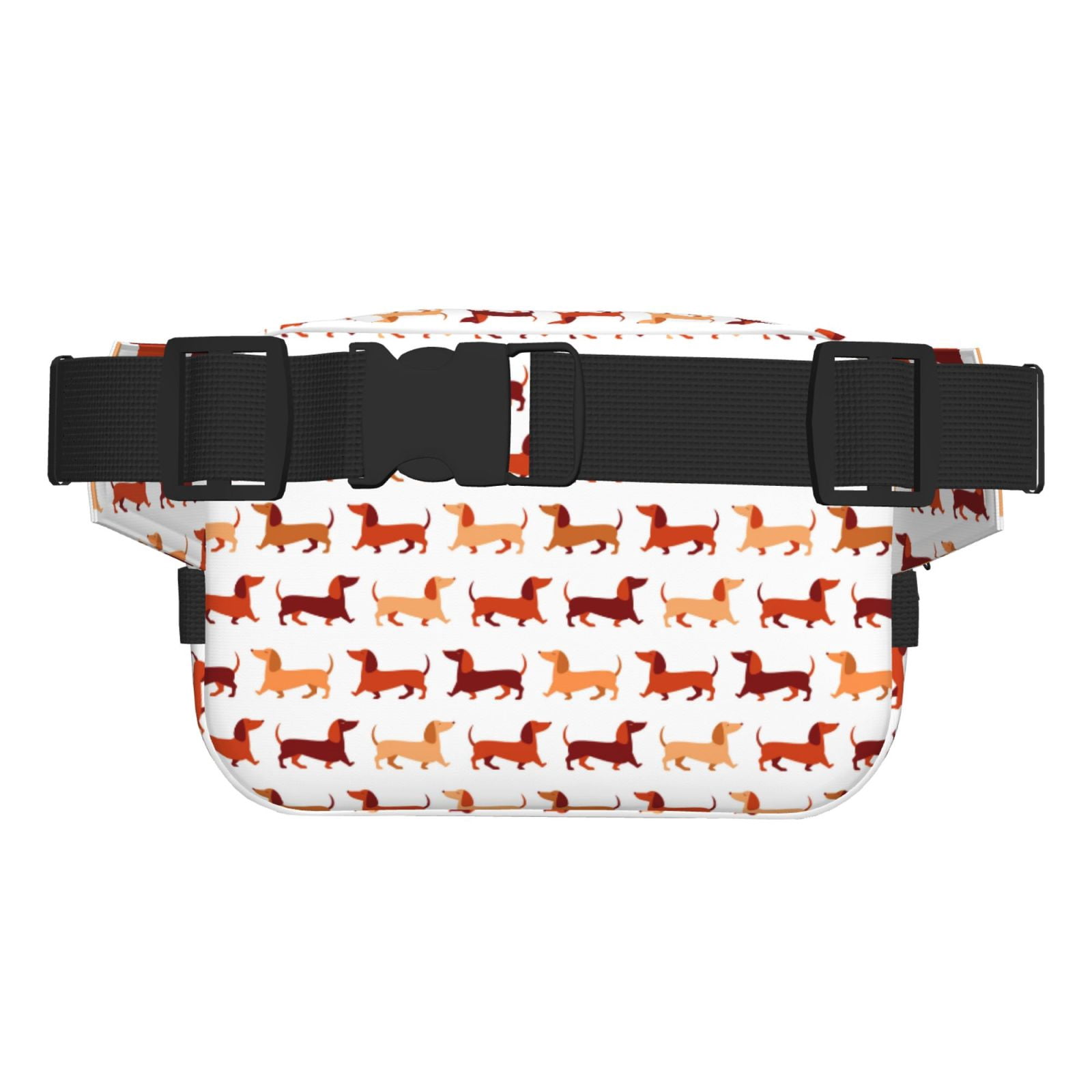 Picia Dachshund Walking Print Square Double-Layer Waist Bag Mini Adjustable Waist Belt Bag Exercise Running Travel Hiking