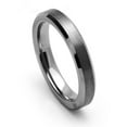 thumbnail image 2 of Women's Tungsten Carbide Wedding Band Ring 4mm Comfort Fit Beveled Edge Flat Center Brushed Tungsten Ring, 2 of 3
