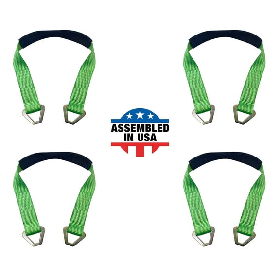 Mega Cargo Control USA 2” x 48” Off-Road Axle Tie-Down Straps (4-Pack) - WLL: 3333 lbs - Green
