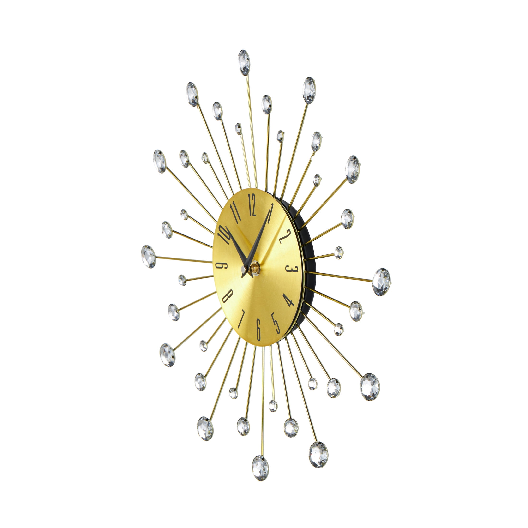 DecMode Gold Metal Glam Wall Clock, 15”L x 0.5”W x 15”H, Features Starburst Design