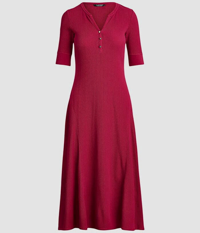 Petite Waffle Knit Fit-and-Flare Dress 
