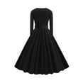 thumbnail image 3 of IDOPIP Women 3/4 Sleeve Velvet Vintage Tea Dress Formal Cocktail Wedding Midi V-Neck Party Dress, 3 of 7