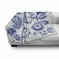 thumbnail image 3 of Blue and White Soft Flannel Fleece Throw Blanket, Old Fashioned Motifs in Watercolor Style Paisley Mandala Floral, Cozy Plush for Indoor and Outdoor Use, 60" x 80", Navy Blue White, by Ambesonne, 3 of 6
