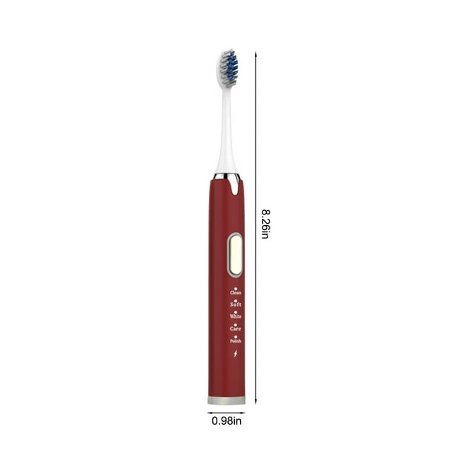 Rechargeable Sonic Toothbrush with Smart Timer, IPX7 Waterproof Design, 19000 Strokes Per Minute, 5 Cleaning Modes, Includes 6 Replacement Heads and Storage Box