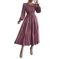 thumbnail image 2 of Autumn Women'S Long Sleeve Ruffled Round Neck Layered Flowing Wedding Guest Maxi Dress Purple XL, 2 of 7