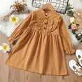 thumbnail image 3 of Toddler Baby Girls Clothes 5T Girls Dress 6T Girls Long Sleeve Solid Color Dress Brown, 3 of 6