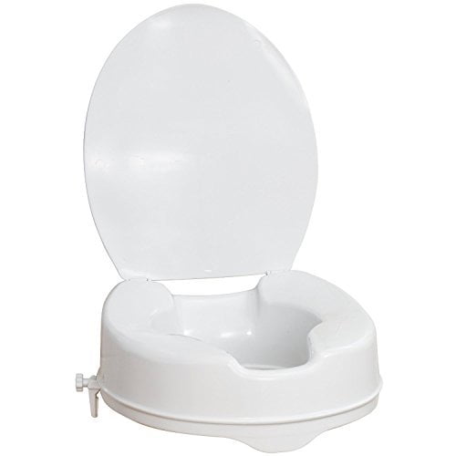 HEALTHLINE Raised Toilet Seat with Lid and Lock, Elevated Hinged Toilet